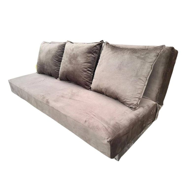 Sofa Cama En Tela de Pan Con Almohaones